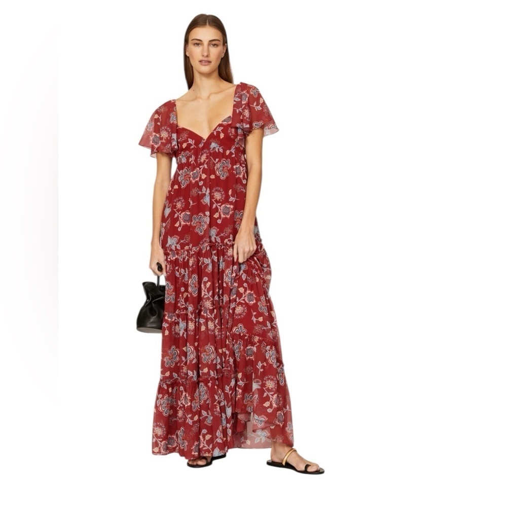 Sachin & Babi - Kara Maxi Dress Red Floral Chiffon Sz 10